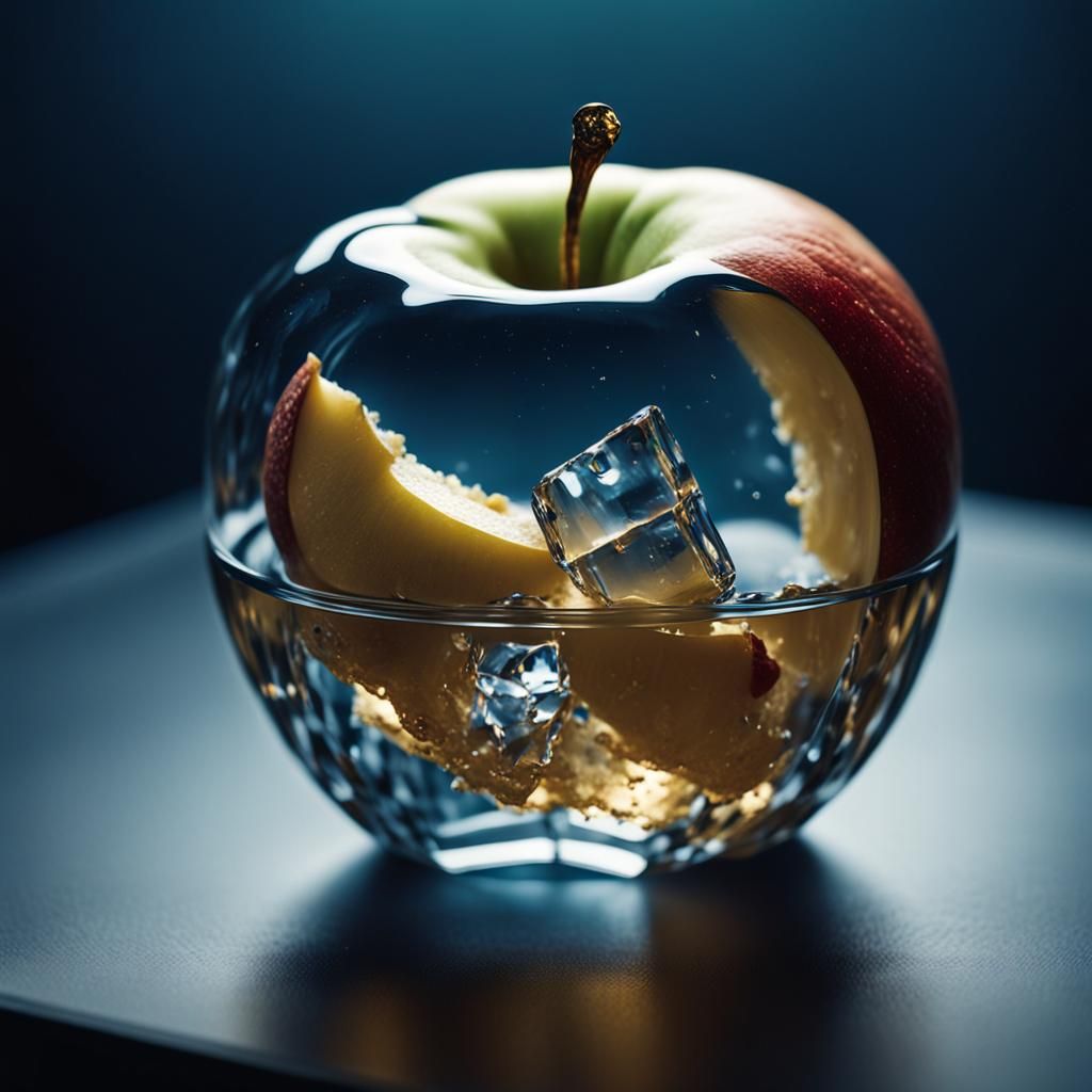 Crystal Apple Still Life in Cinematic Lighting