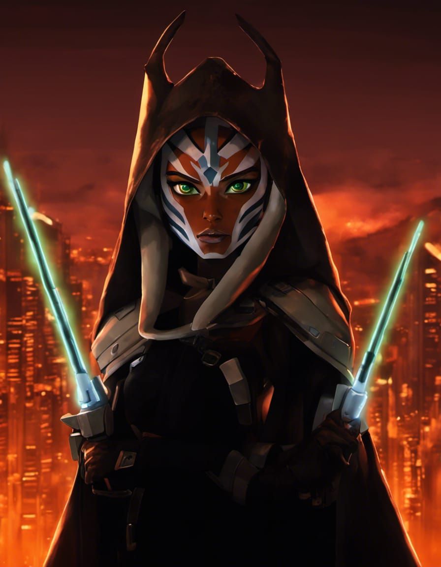 Darth Ahsoka in Cyberpunk Anime Style