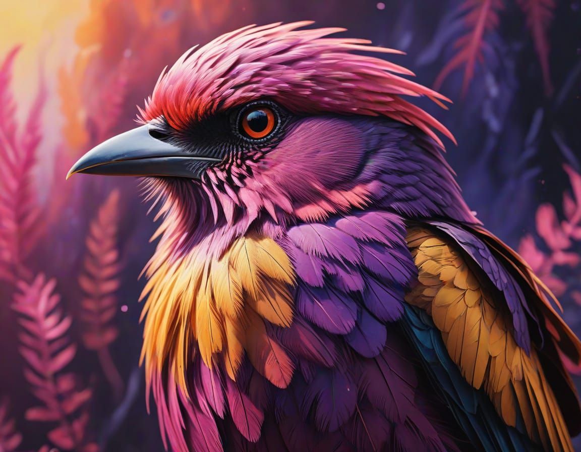Iridescent Bird in Oil Painting Style