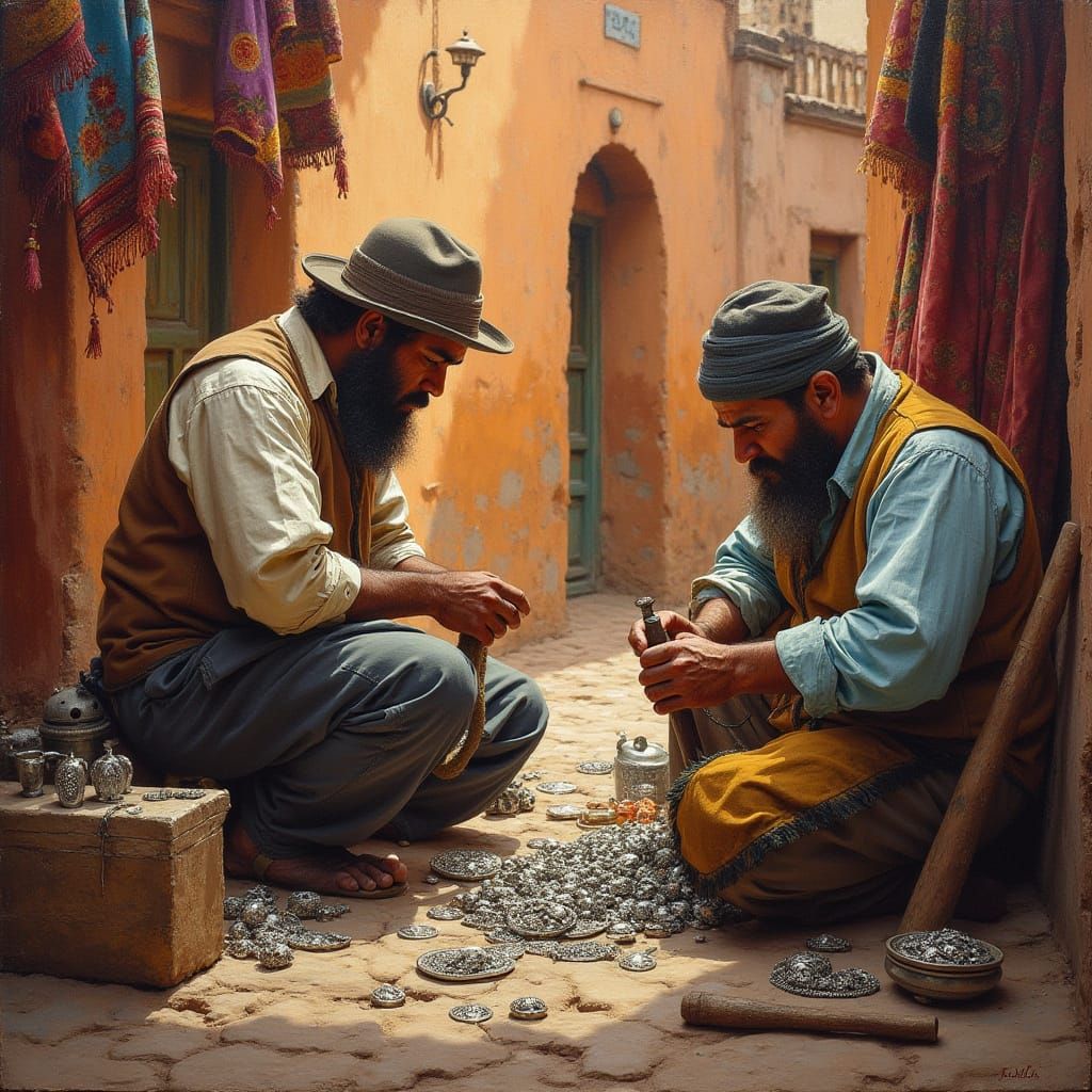 Moroccan Silver Artisans Crafting Jewelry in Tiznit
