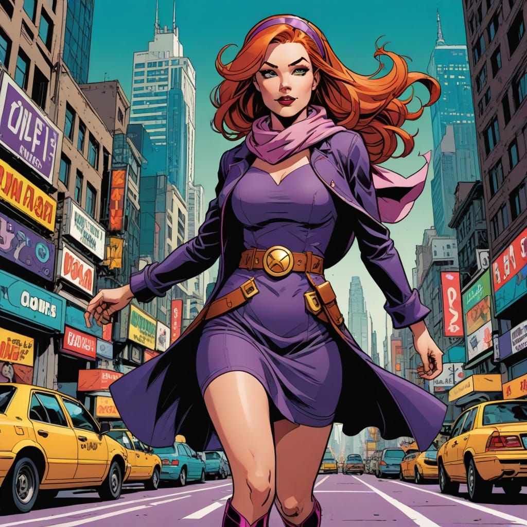 Vibrant Comic Book-Inspired Daphne Blake Portrait