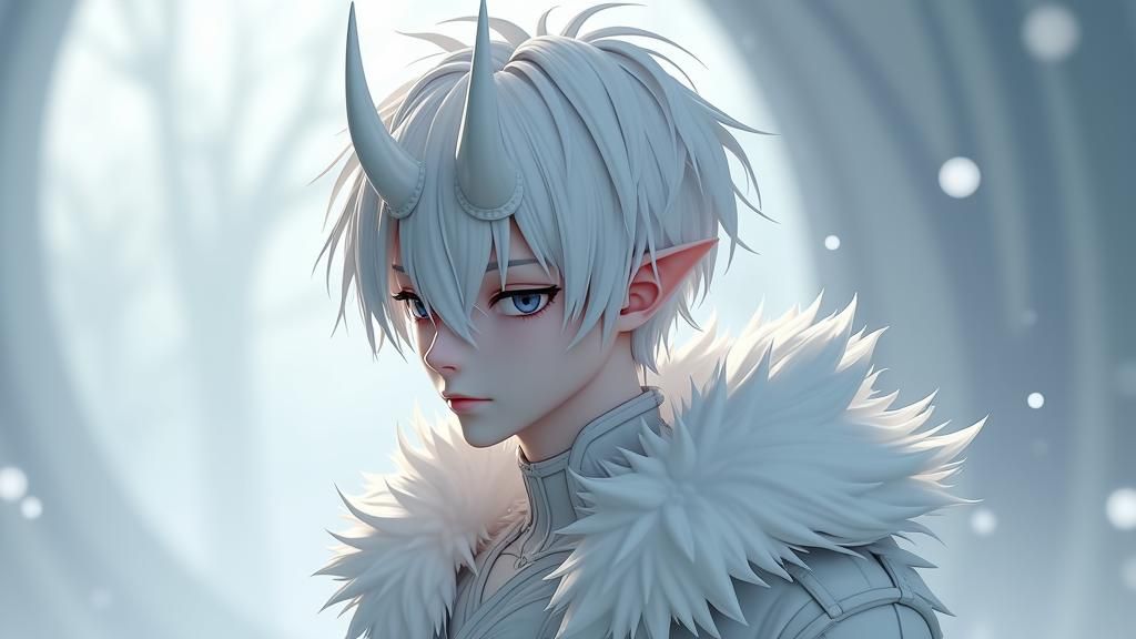 Icy Demon Portrait in Anime Style