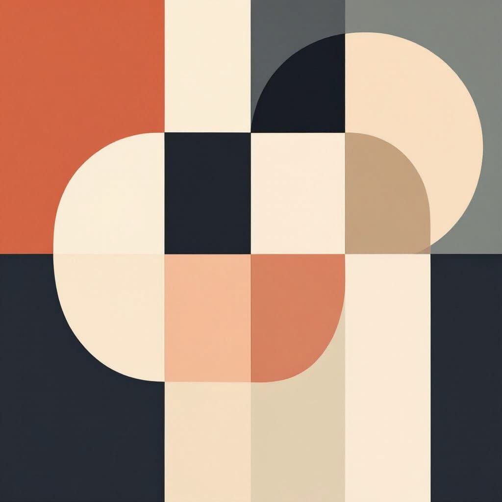 Minimalist Abstract Art with Geometric Shapes in Soft Neutra...