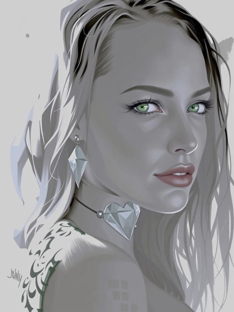 Hyperrealistic Woman in Colorful Gown and Jewelry