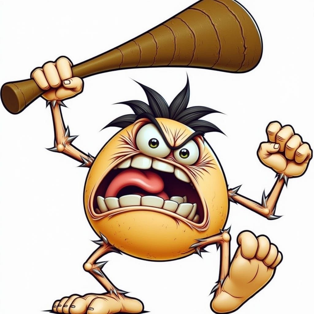 Furious Caveman Egg Battles T-Rex with Oversized Club