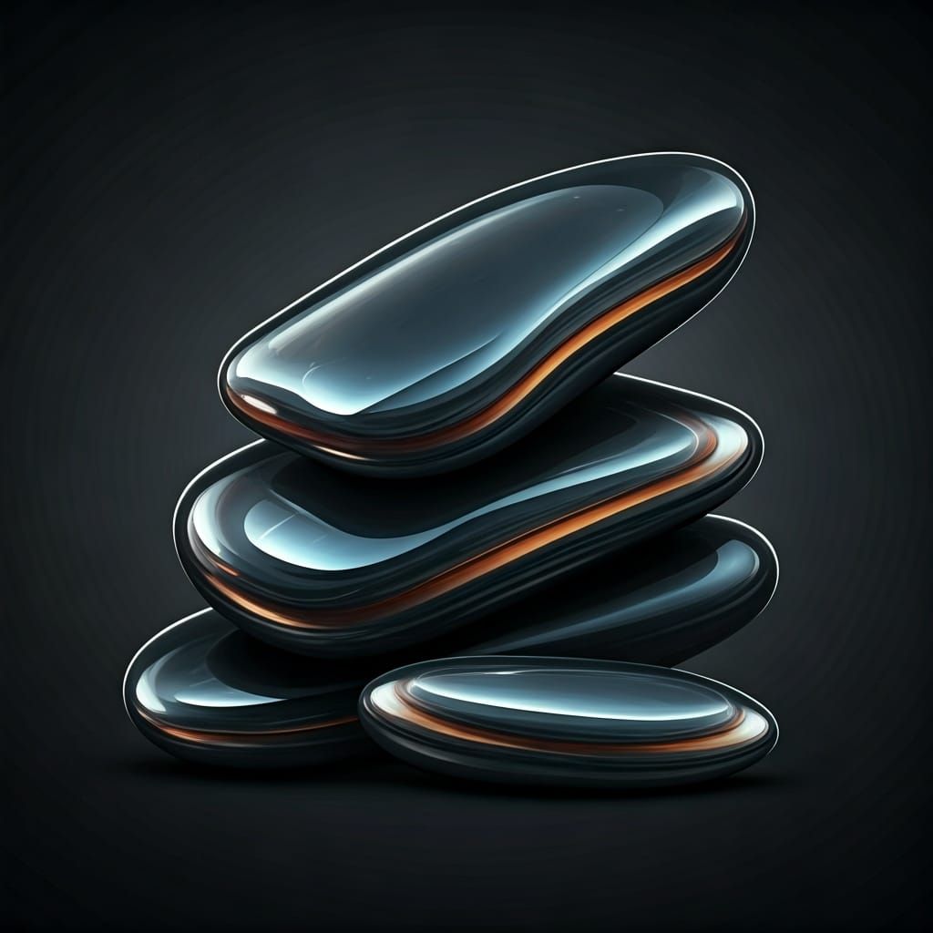 Onyx and Obsidian Stones with Metallic Sheen