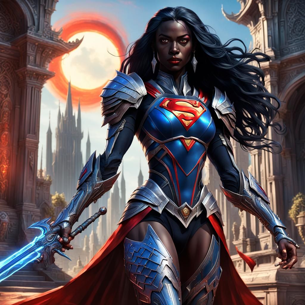 Drow Elf Superman in Rococo Cyber Armor