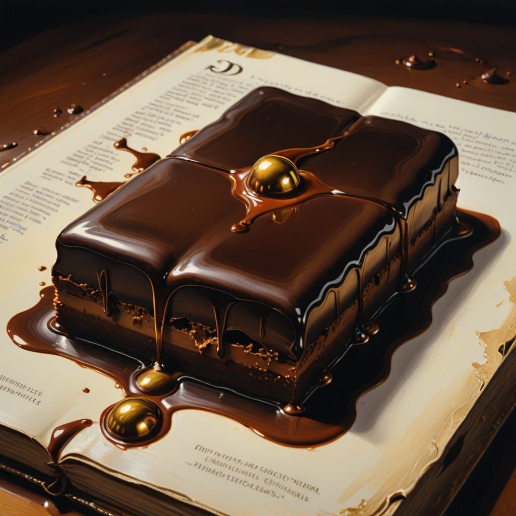 Surreal Dark Chocolate Bar in Dali Oil Painting Style