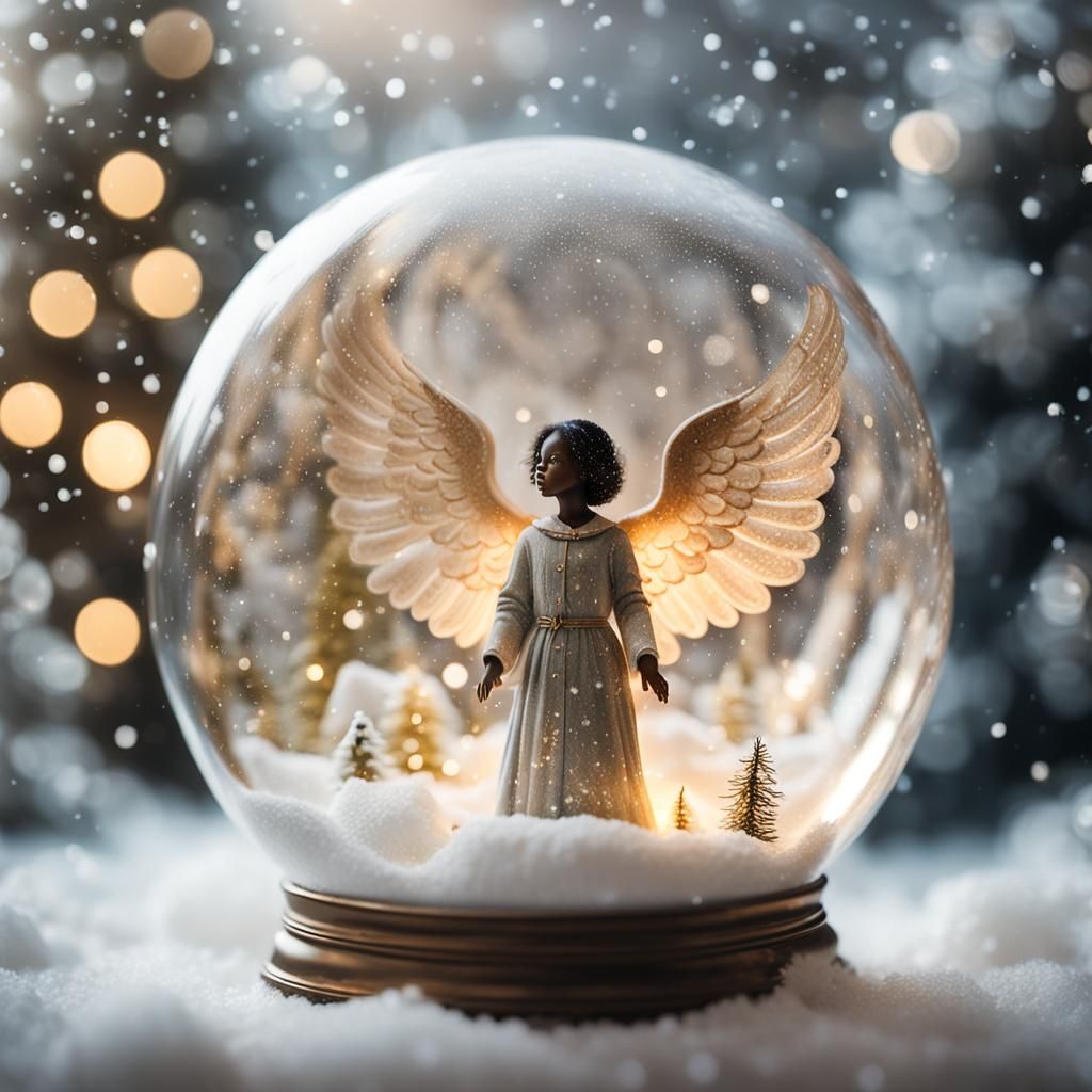 Snow Globe Angel: Surreal Dreamy Portrait