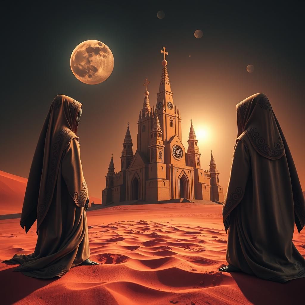 Alien Nuns Build Sandcastle Church on Mars