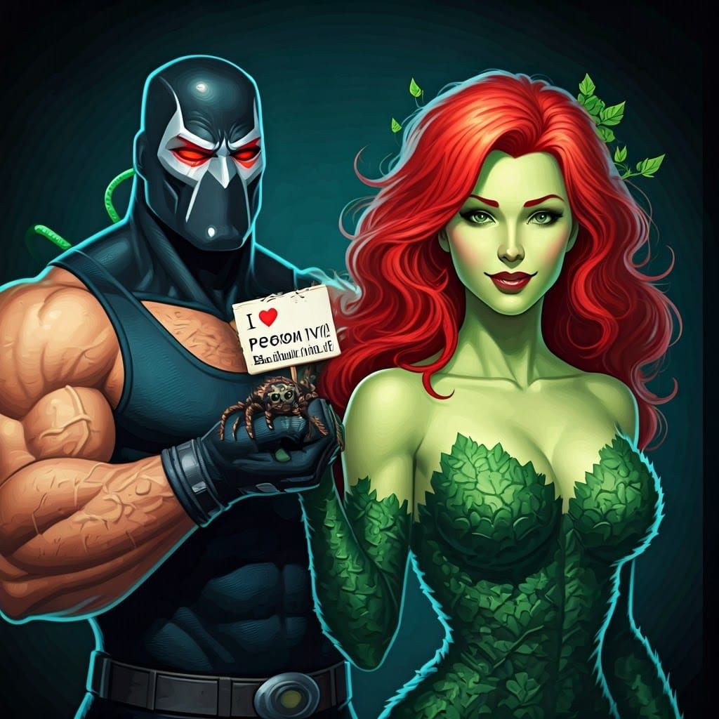 Chubby Spider Declares Love for Poison Ivy in Comic Book Art