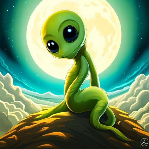 Cute Green Alien Robot App Icon