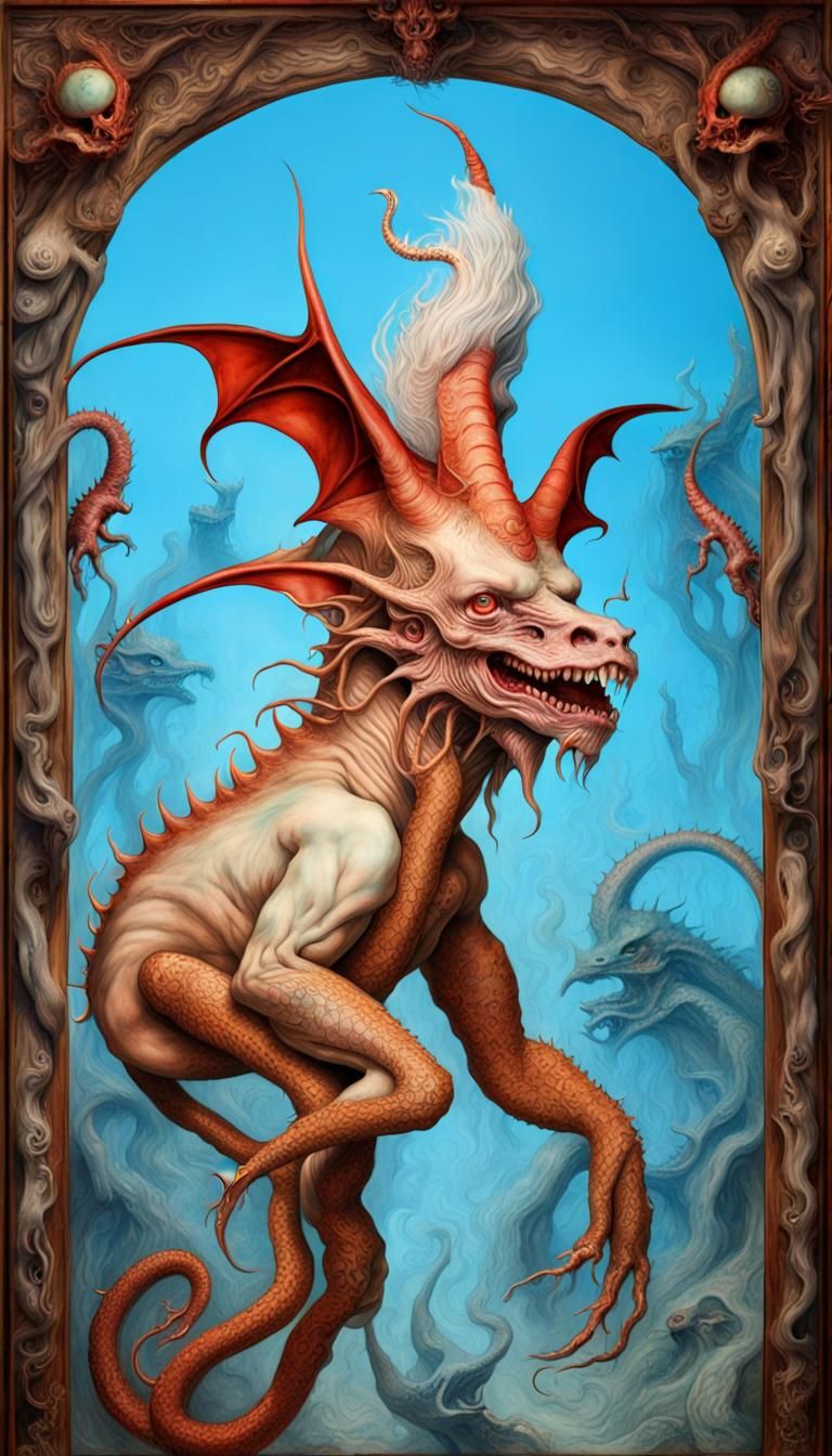 Tattooed Albino Chimera: A Cryptid Taxidermy Fantasy