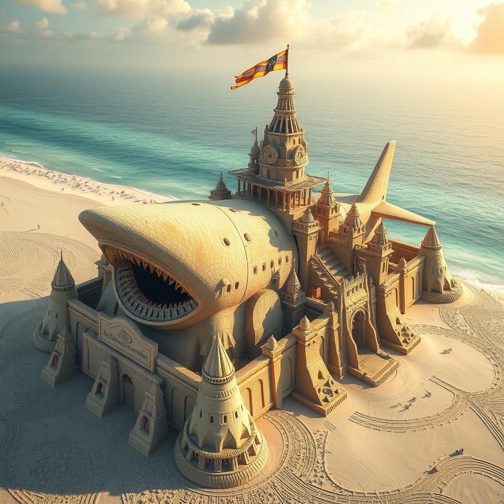 A Shark Mouth Airplane Sandcastle