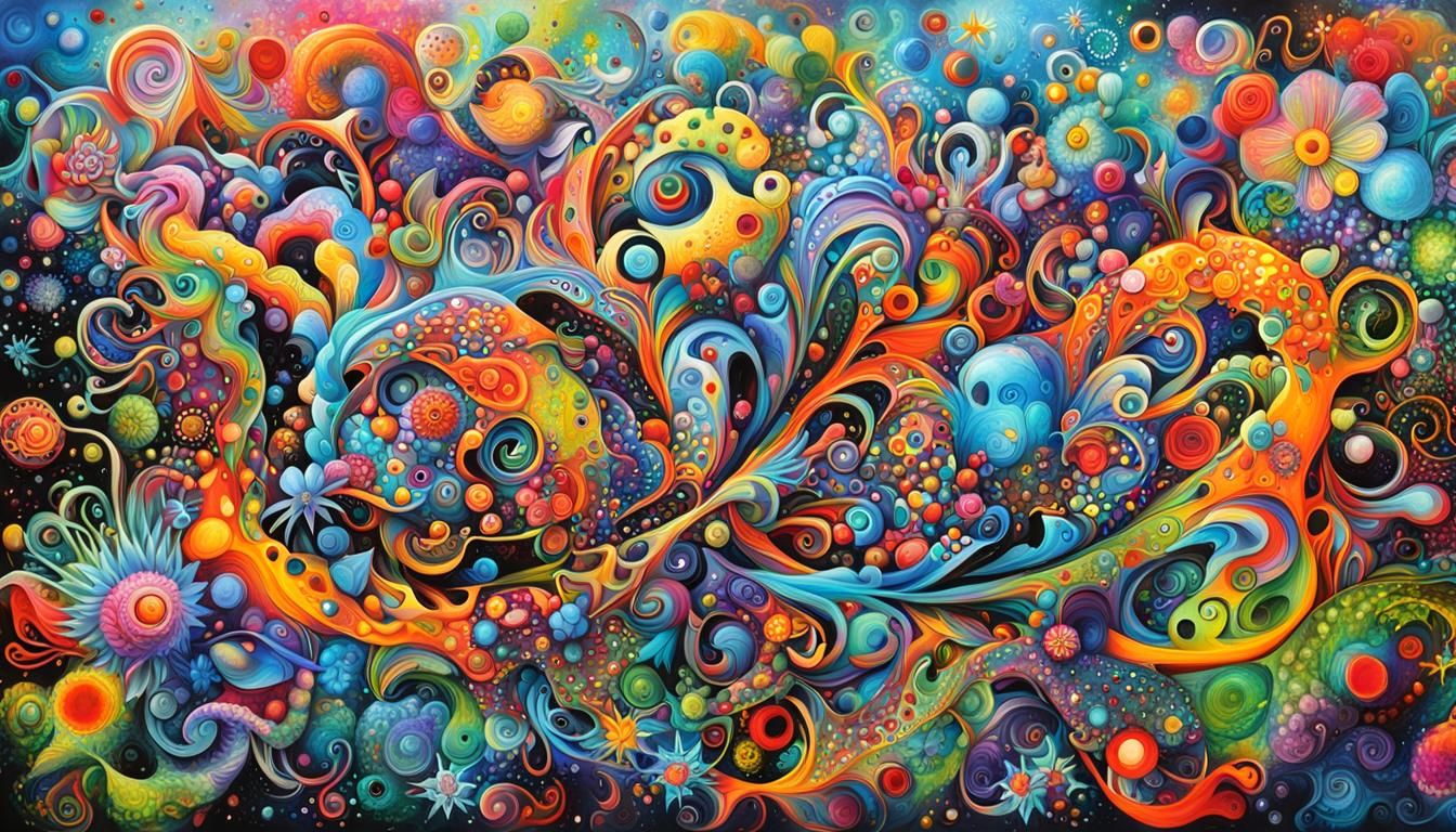 Colorful Graffiti Art: Elemental Flora in Street Art Style