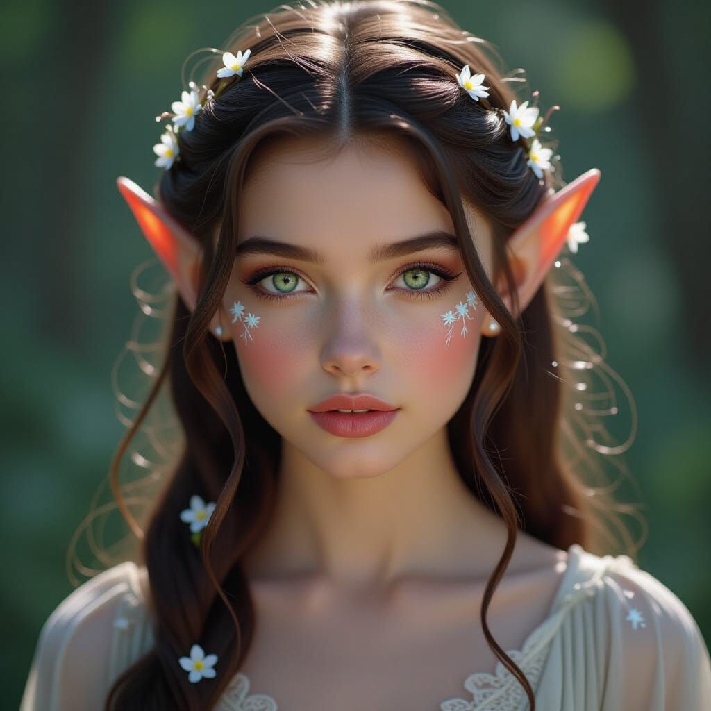 Luminous Elf with Organic Tattoos: Digital Art