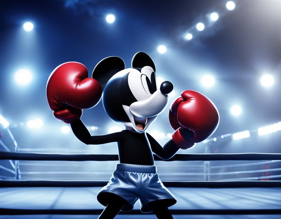 Mickey Mouse as a Boxer in a Boxing Ring