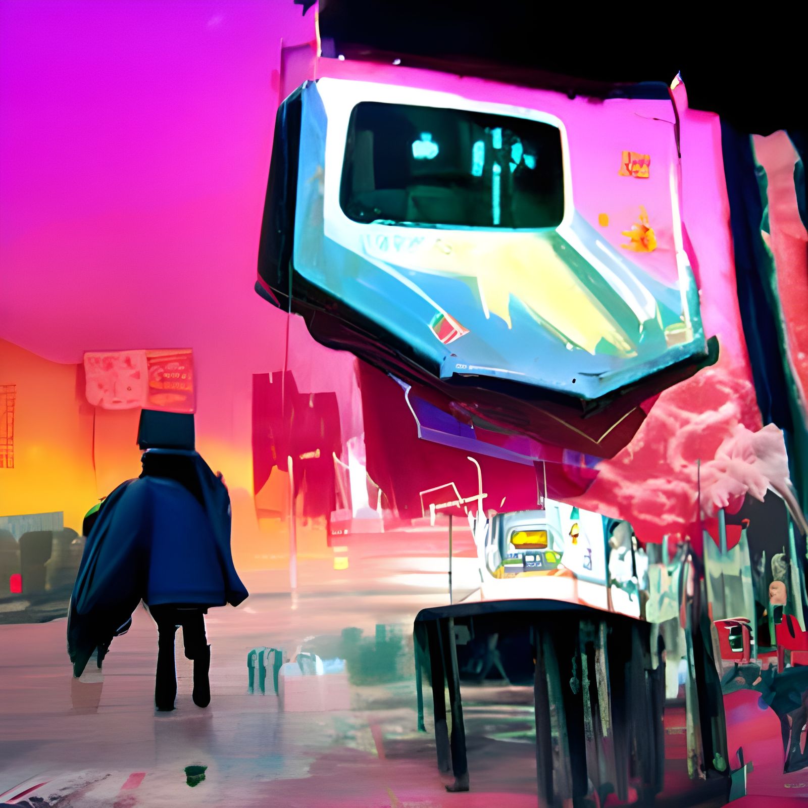 Hyperrealistic Cityscape with Spaceship Explosion