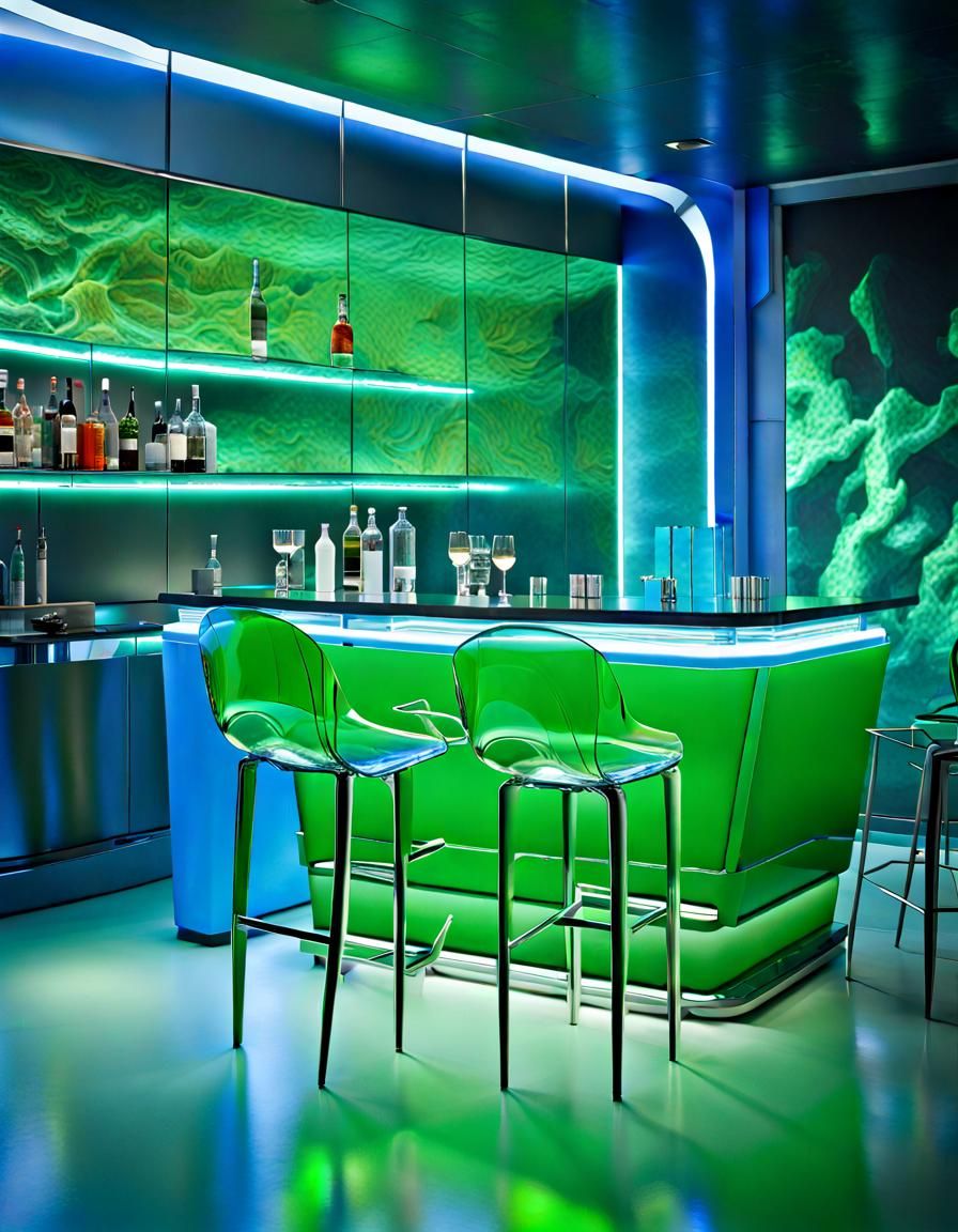 Futuristic Interior in Frutiger Aero Style