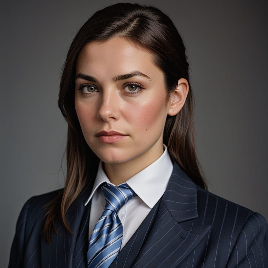 Elegant Businesswoman in Striped Tie