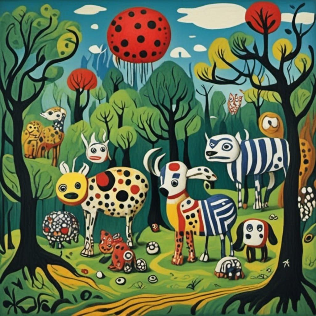 Jean Dubuffet Style Art Brut Creation