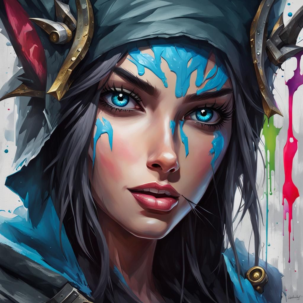 Elf Rogue with Daggers in Graffiti Art Style