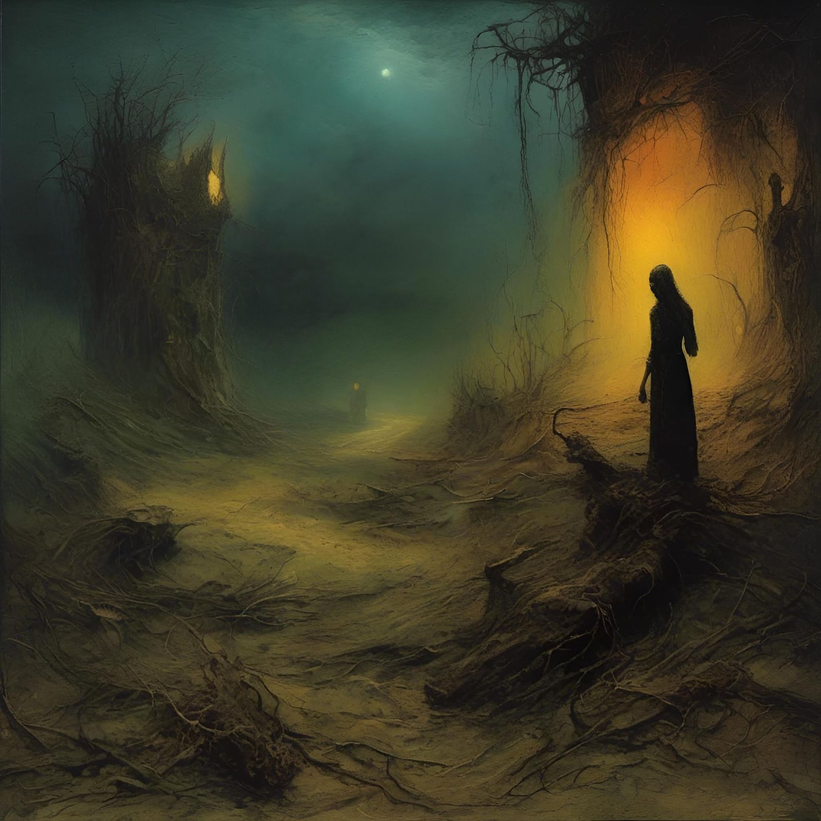 Nightmarish Witch in Dark Surrealist Style