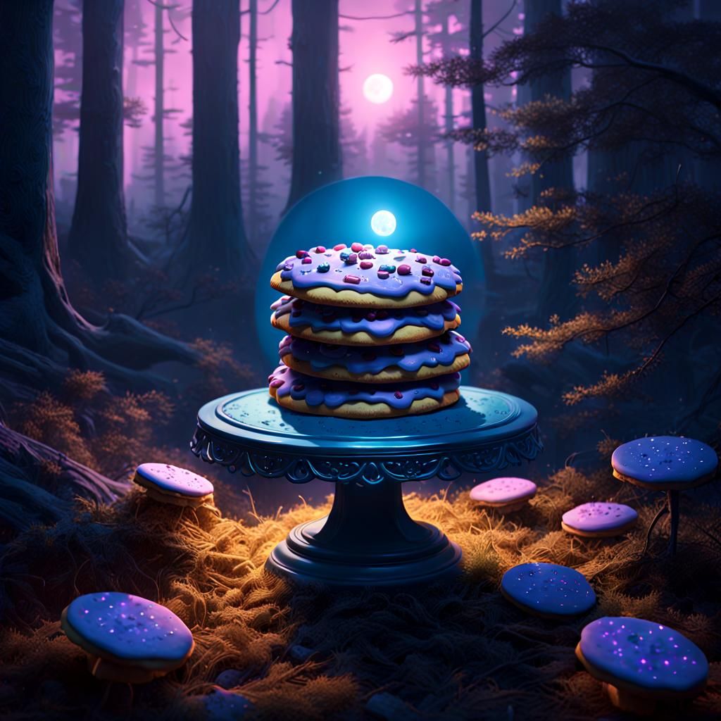 Ornate Cookie in Mystical Forest, Fantasy Concept Art