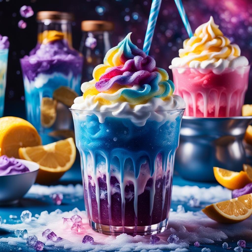 Colorful Slushie with Whipped Cream: Matte Painting