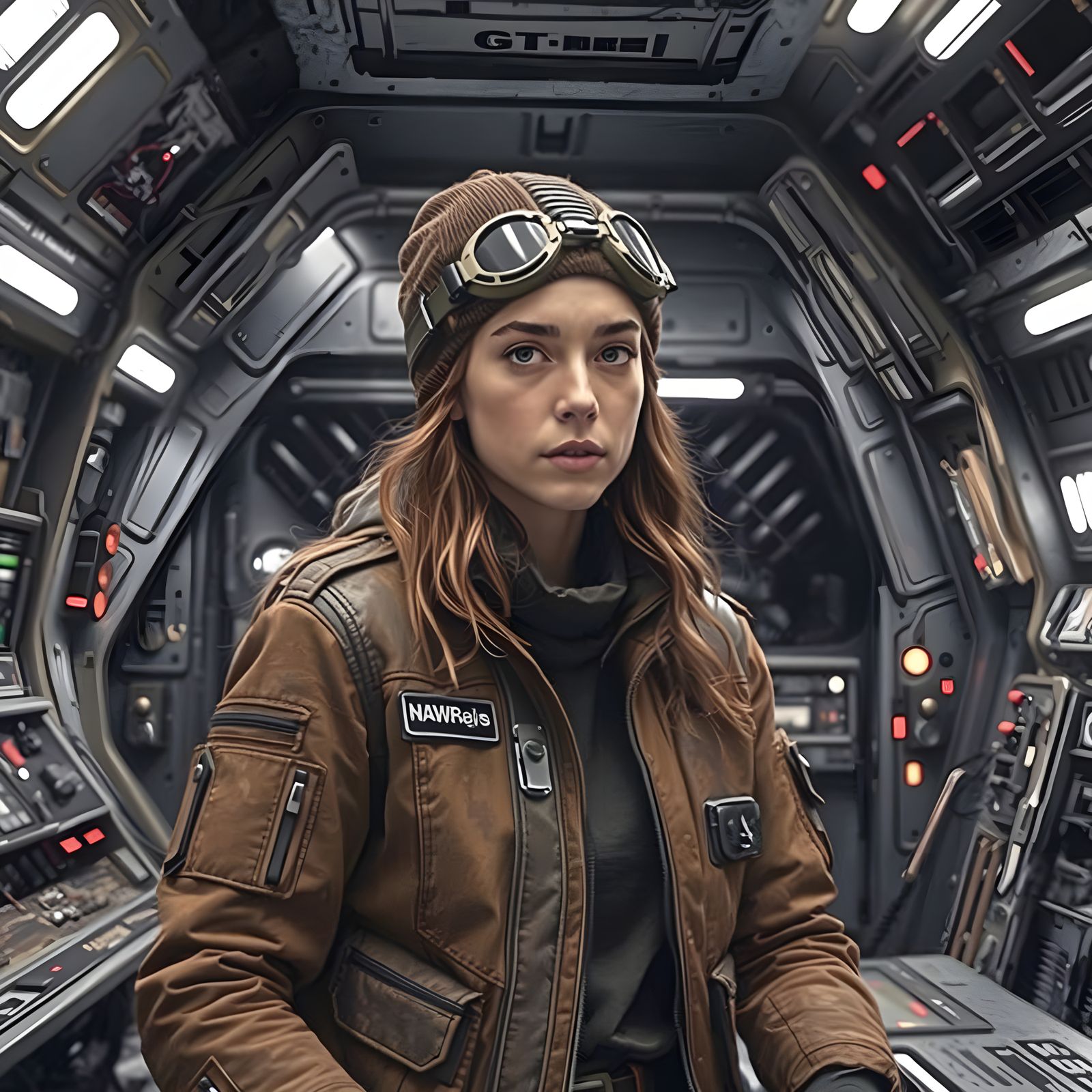 Fearless Young Female Rebel Stands Tall Amidst Ruins in a Gr...