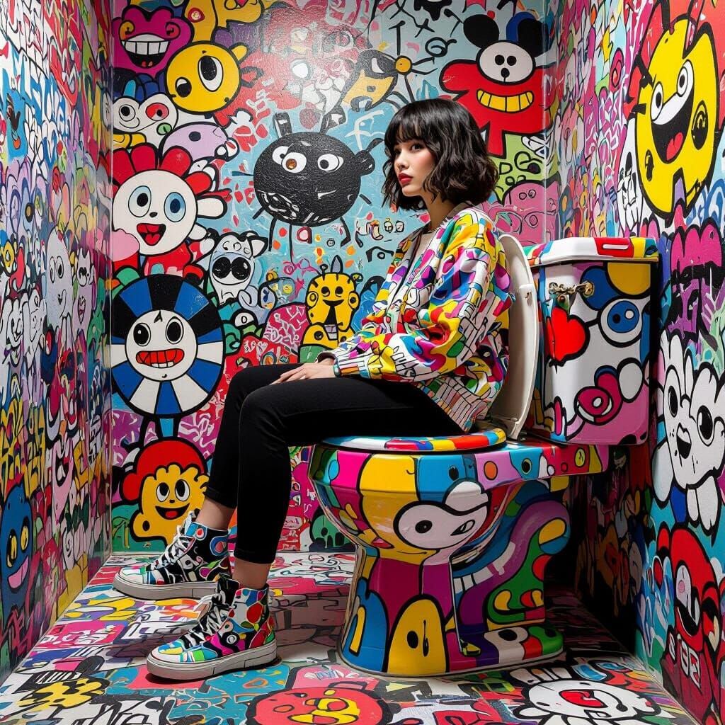 Graffiti Toilet Art Inspired by Pop Surrealism