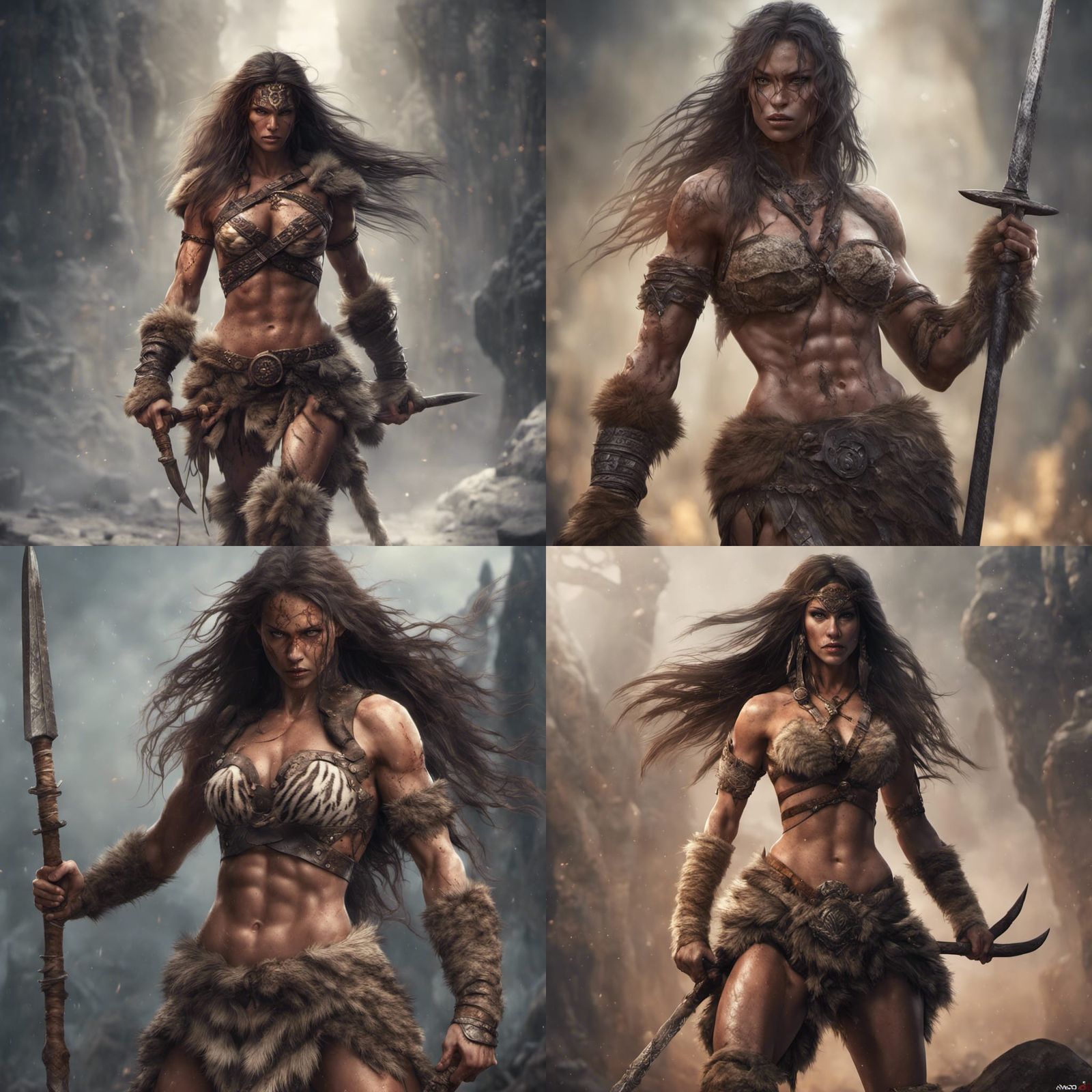 Fierce Female Conan Barbarian in Prehistoric Setting