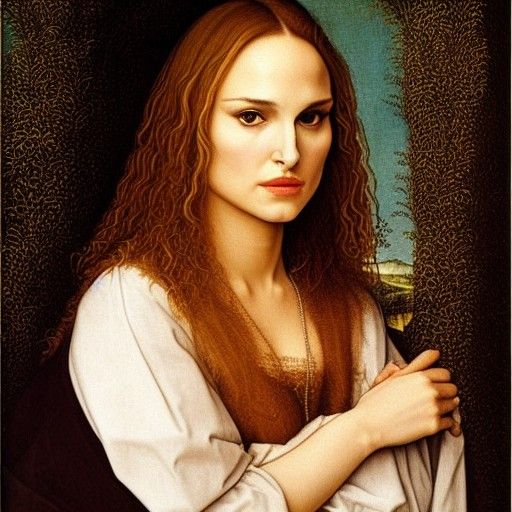 Natalie Portman Portrait as Renaissance Woodcut