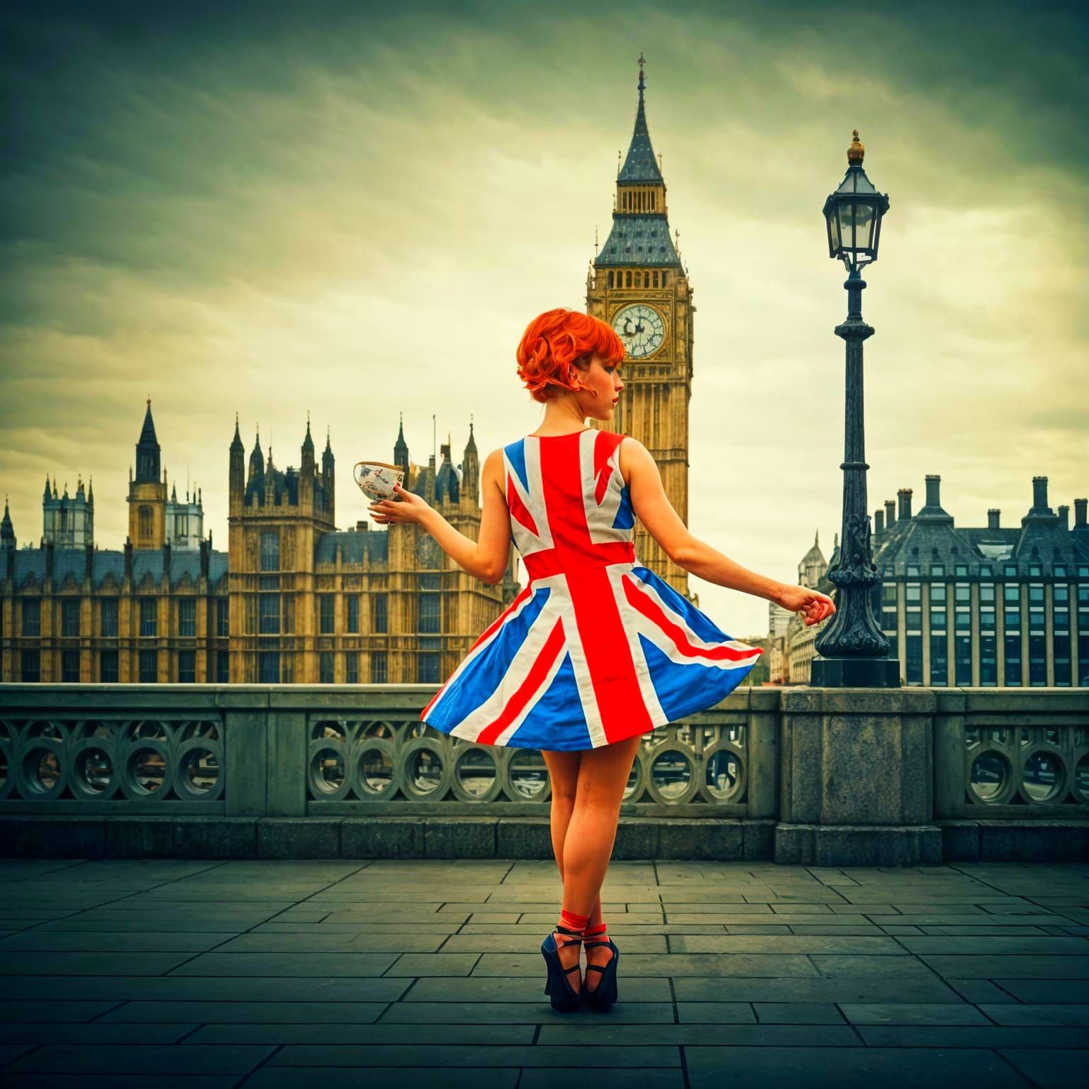 Sixties British Dancer with Union Jack Dress