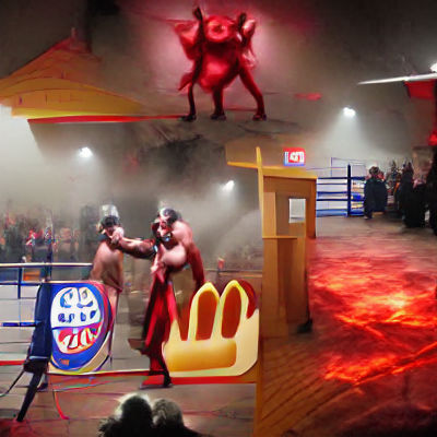 Satan vs Burger King: Dystopian Boxing Match