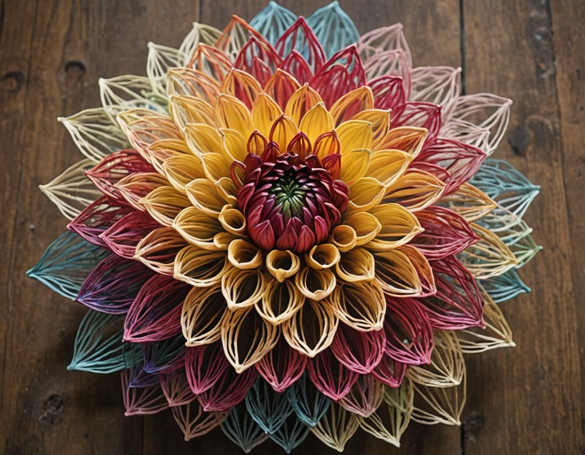 Vibrant String Dahlia Flower Art