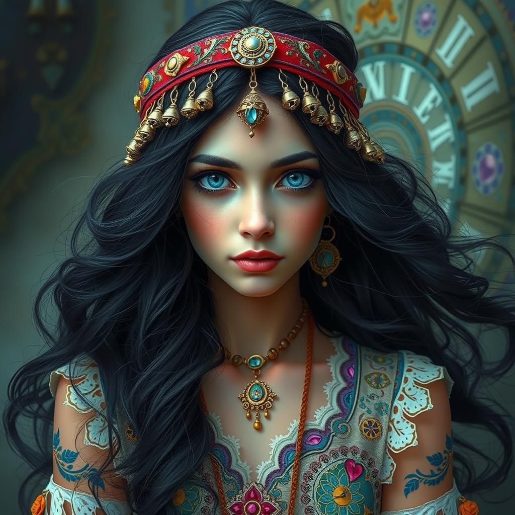 Gypsy Woman with Charms, in Klimt Style