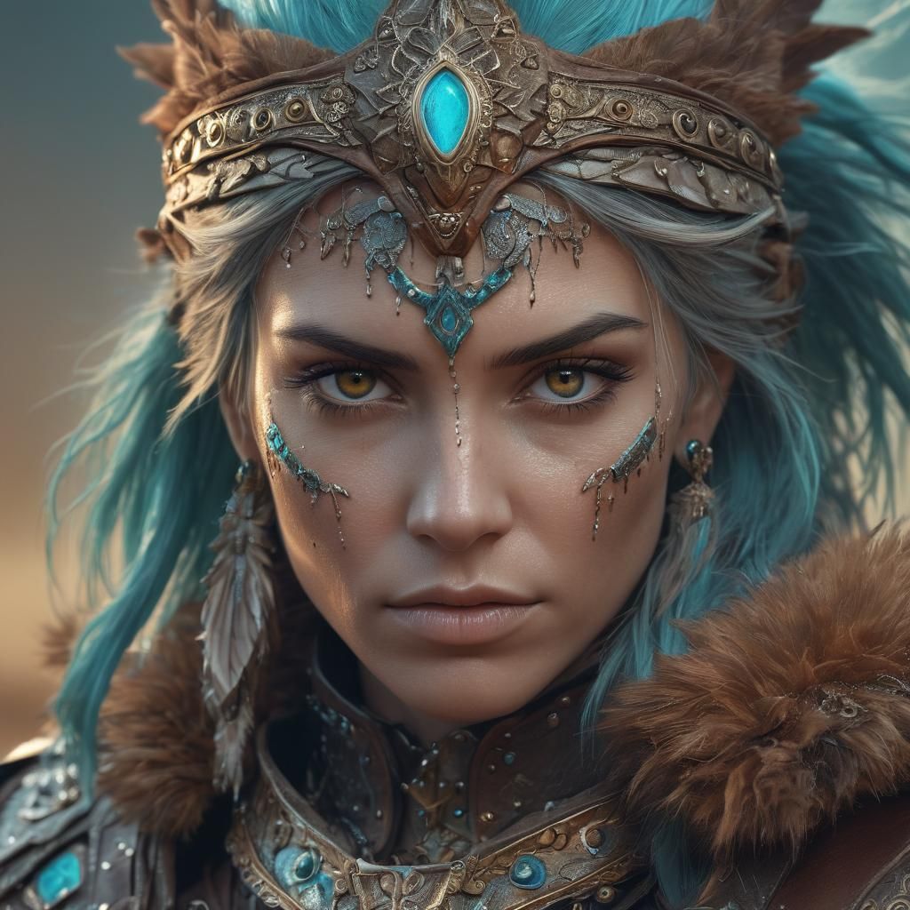 Mystic Desert Warrior-Sorcerer Portrait in Fantasy Style