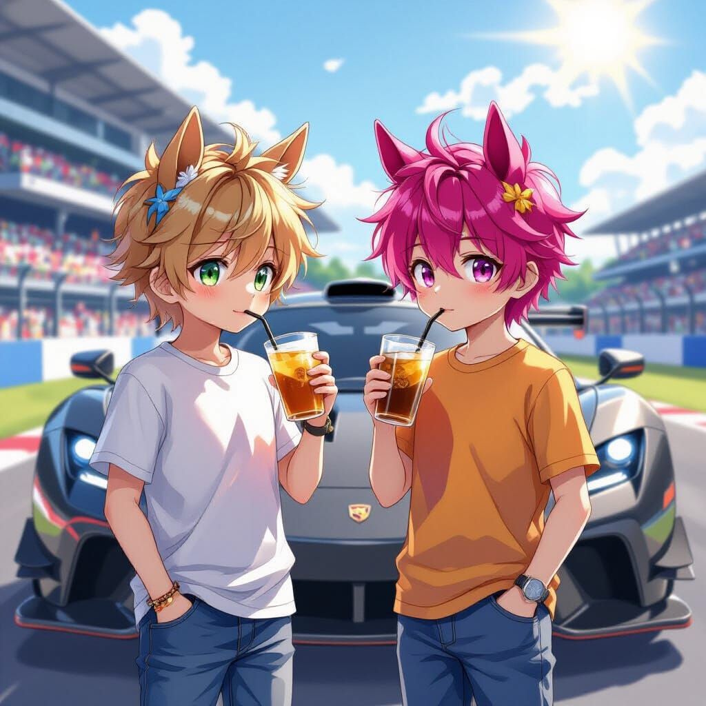 Boys with Horse Ears in Anime Style