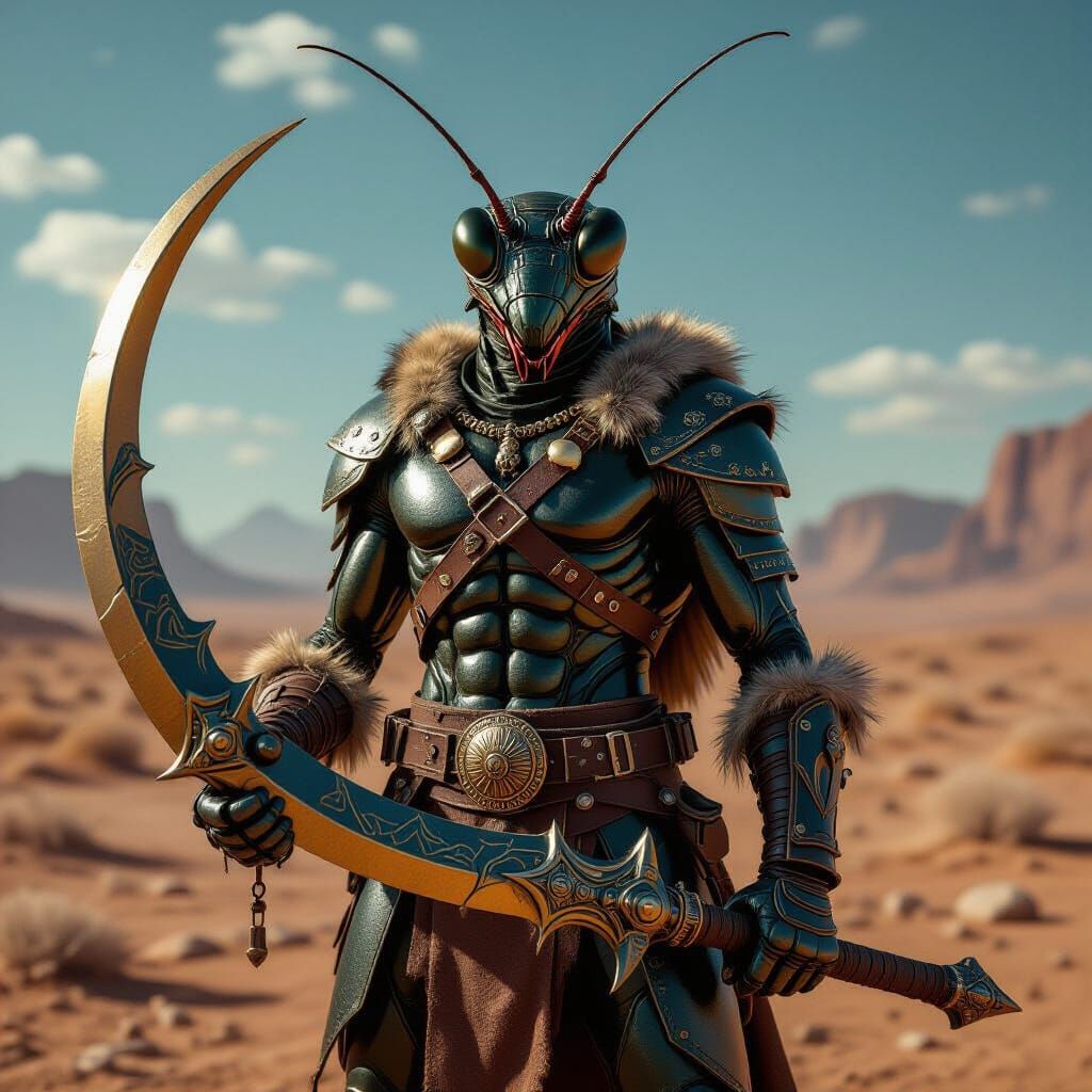 Mantis Barbarian Hero in Alien Wasteland