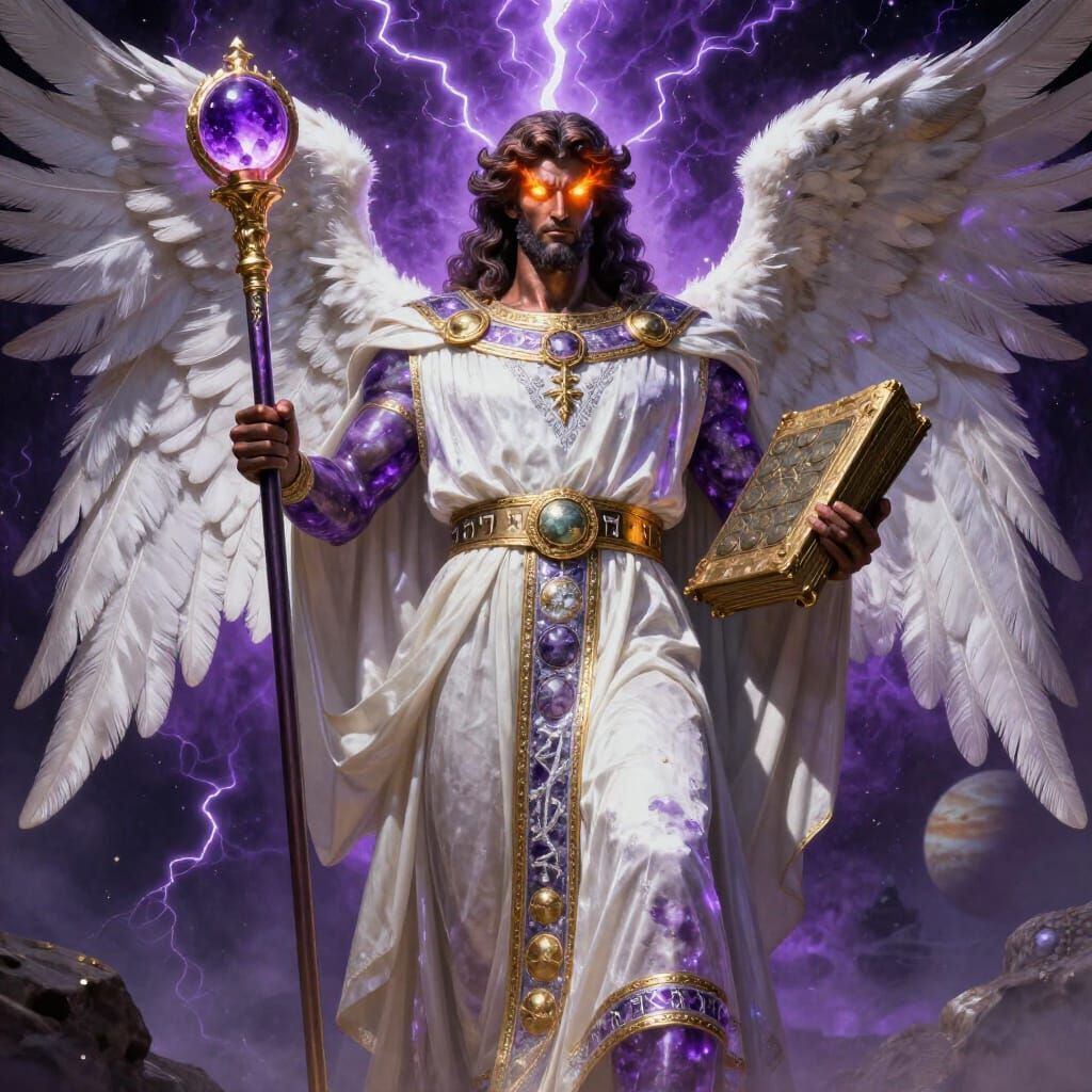 Archangel Zachariel Malakh in Royal White and Gold Robes