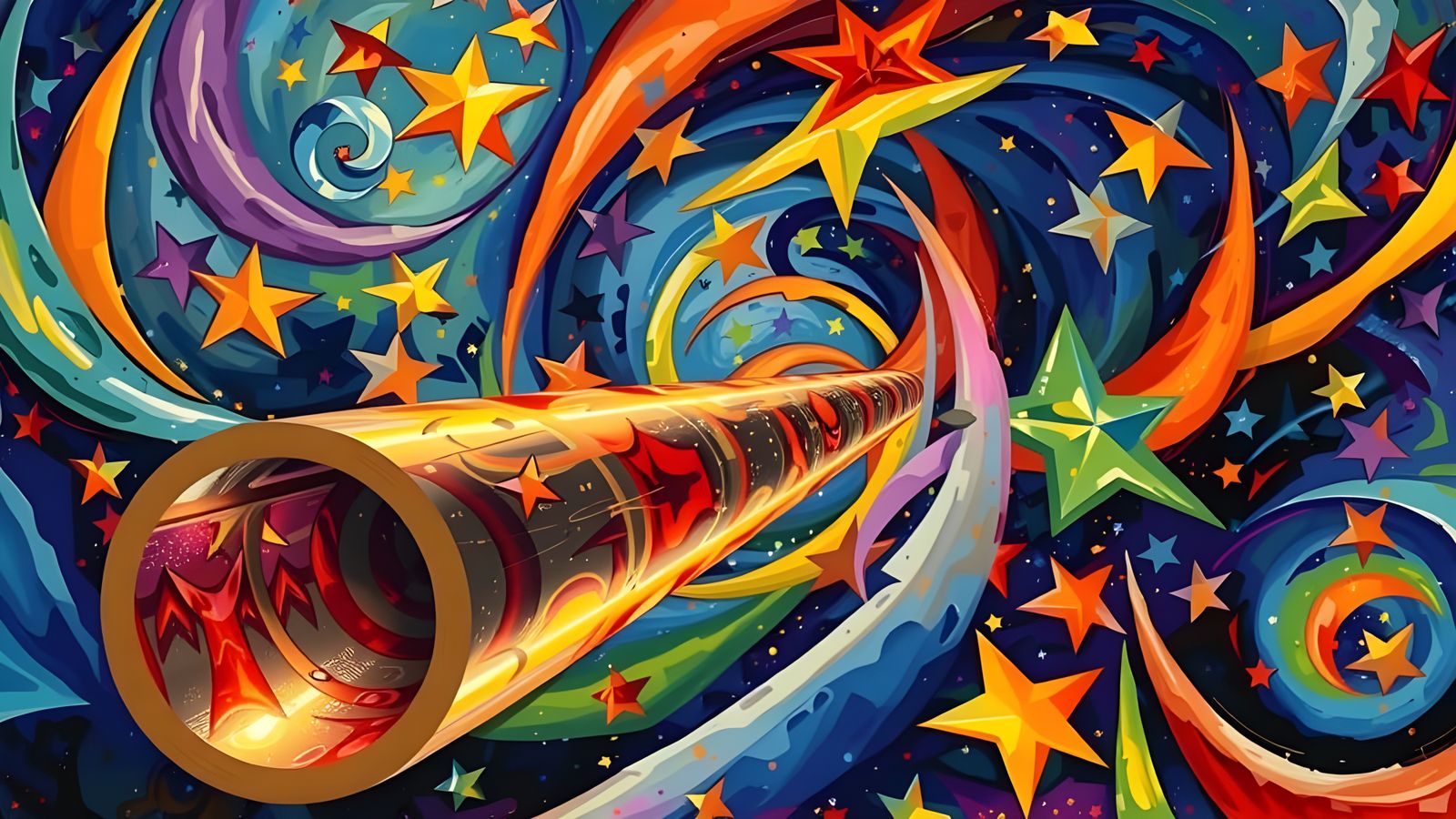 Reflective Cylinder Mirrors a Cosmic Dreamscape