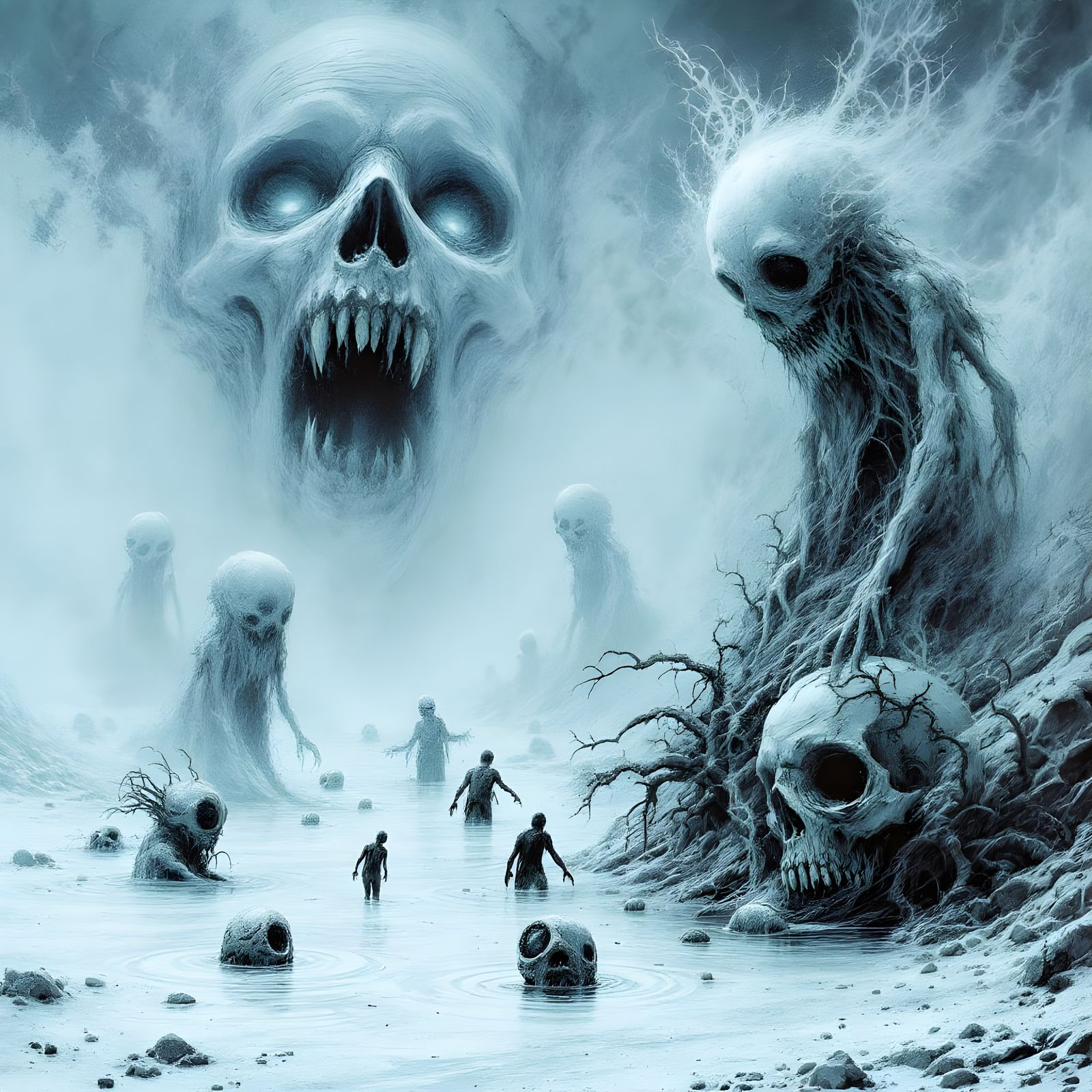 Abstract Horrors in Drowning Sci-Fi Scene