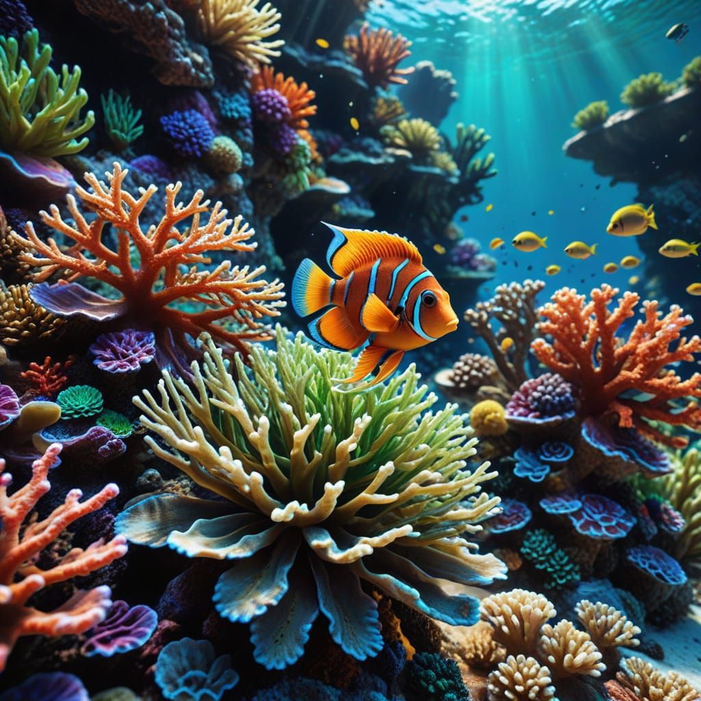 Vibrant 3D Landscape with Reef and Diverse Biomes
