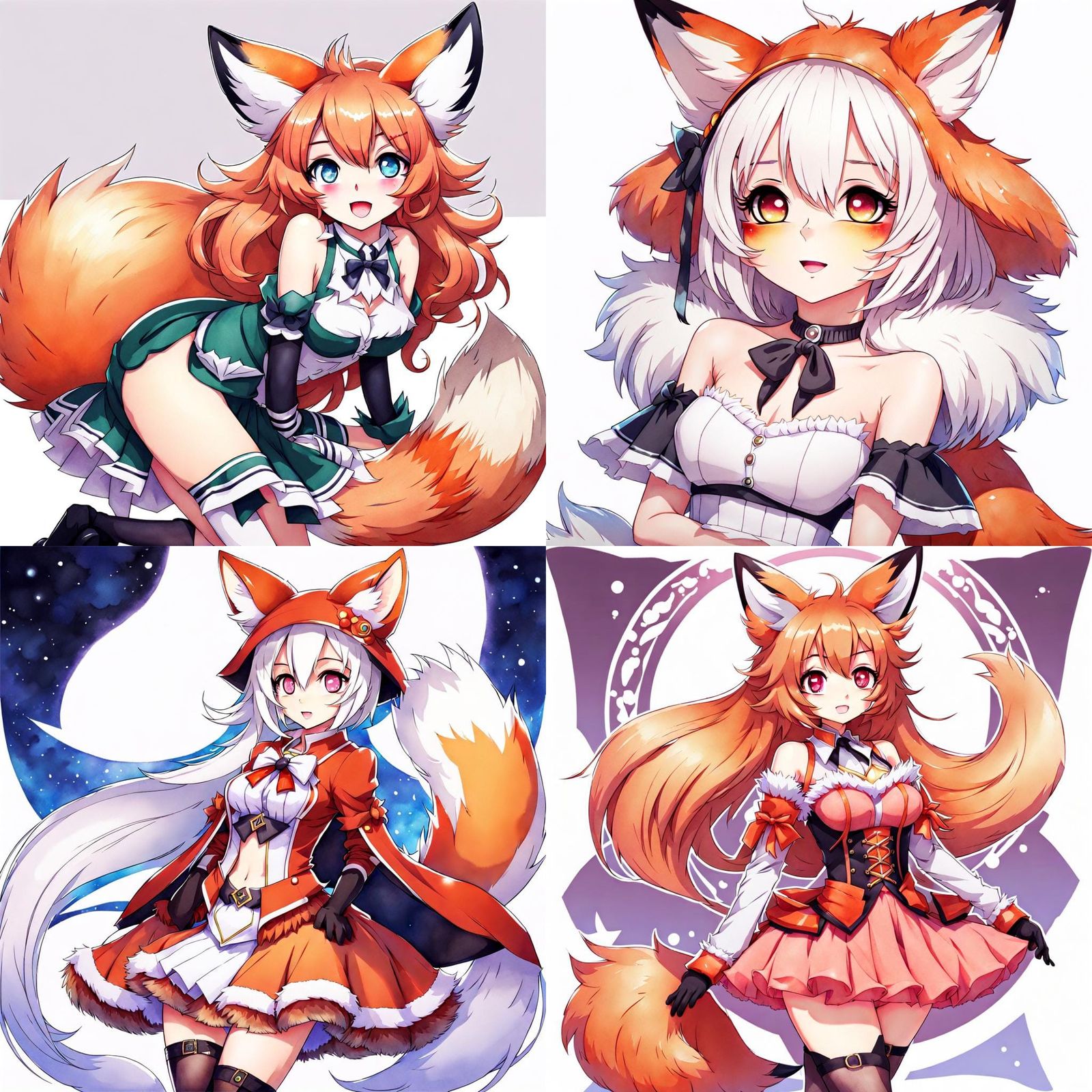 Fox Girl VTuber in Anime Watercolor Style