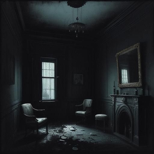 Eerie Surrealism: Abandoned Room in Oil Painting Style