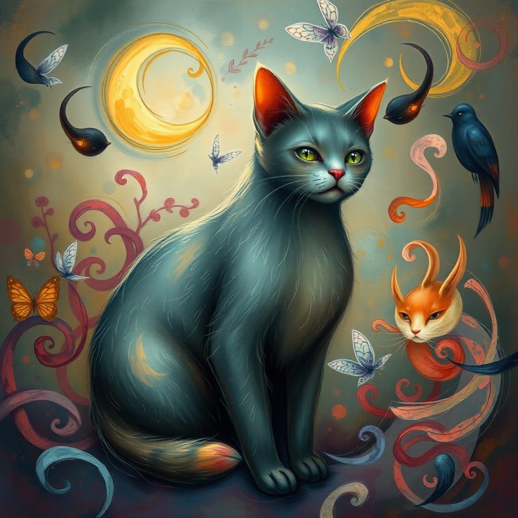 Mystical Cat in a Fantastical Realm