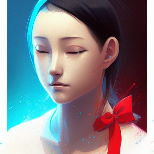 Hitori Bocchi Portrait in Hyperdetailed Digital Art Style