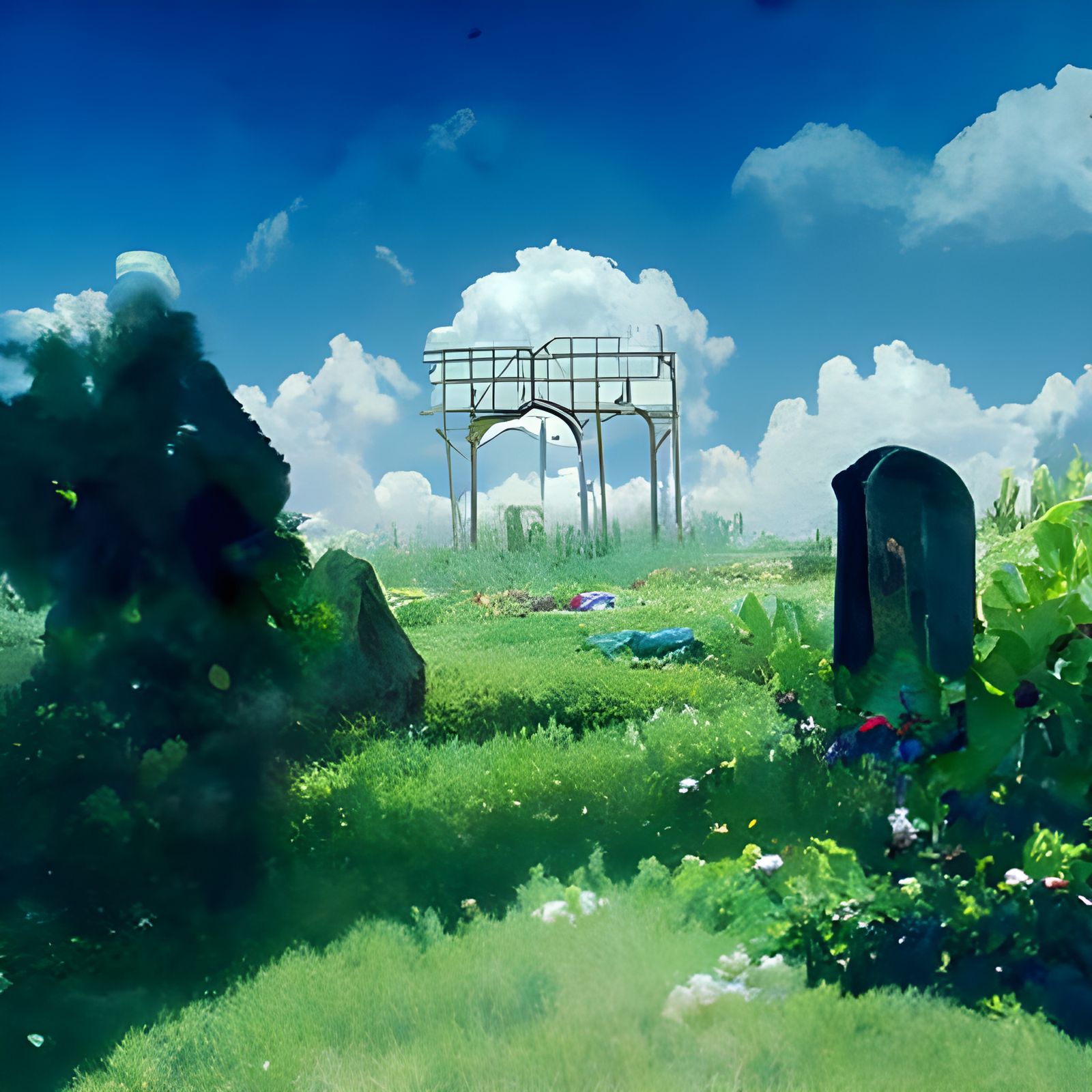 Halsey Graveyard in Studio Ghibli Anime Style