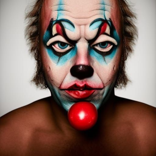 Two-Faced Clown Portrait in Professional Studio Lighting